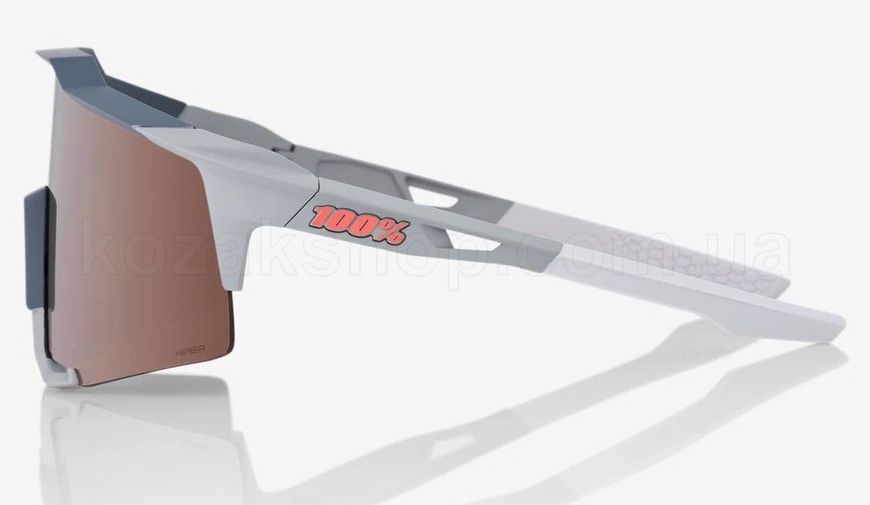 Очки Ride 100% SPEEDCRAFT - Soft Tact Stone Grey - HiPER Crimson Silver Mirror Lens, Mirror Lens