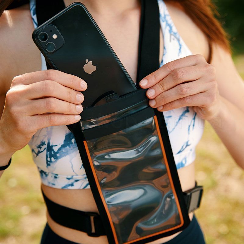 Гермочехол для смартфона FIDLOCK chest bag [black/transp black/orange]