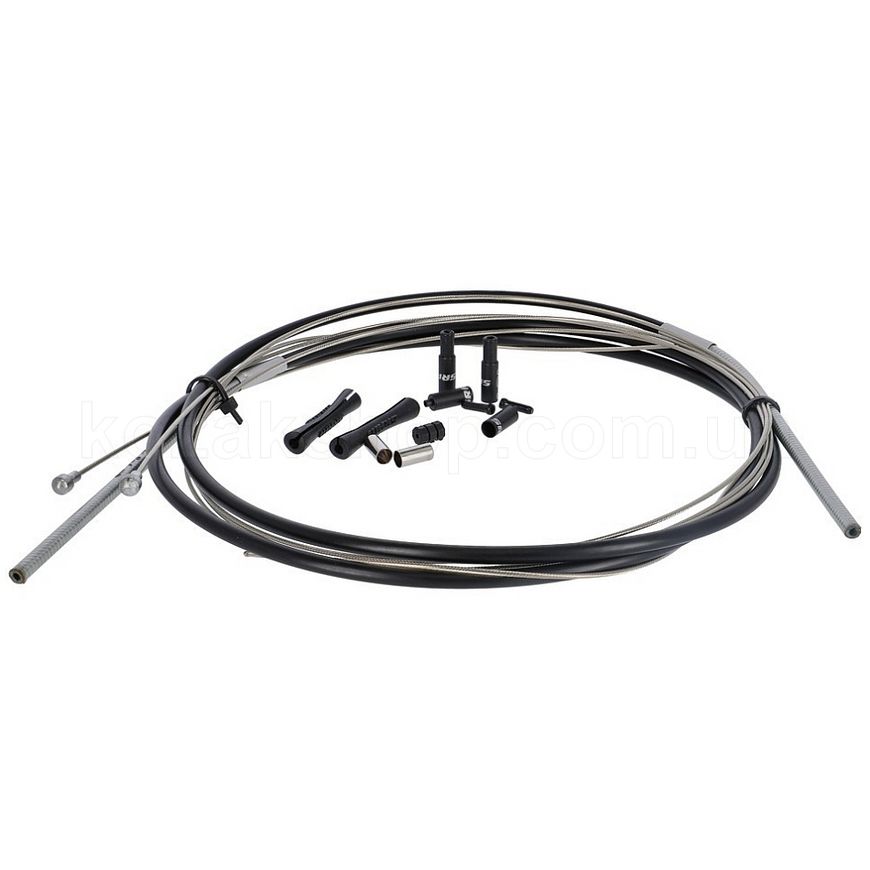 Трос и рубашка тормозной SRAM SlickWire Road Brake Cable Kit Black 5mm (1x 850mm, 1x 1750mm 1.5mm coated cables, 5mm Kevlar® reinforced compression-free housing, ferrules, end caps, frame protectors)