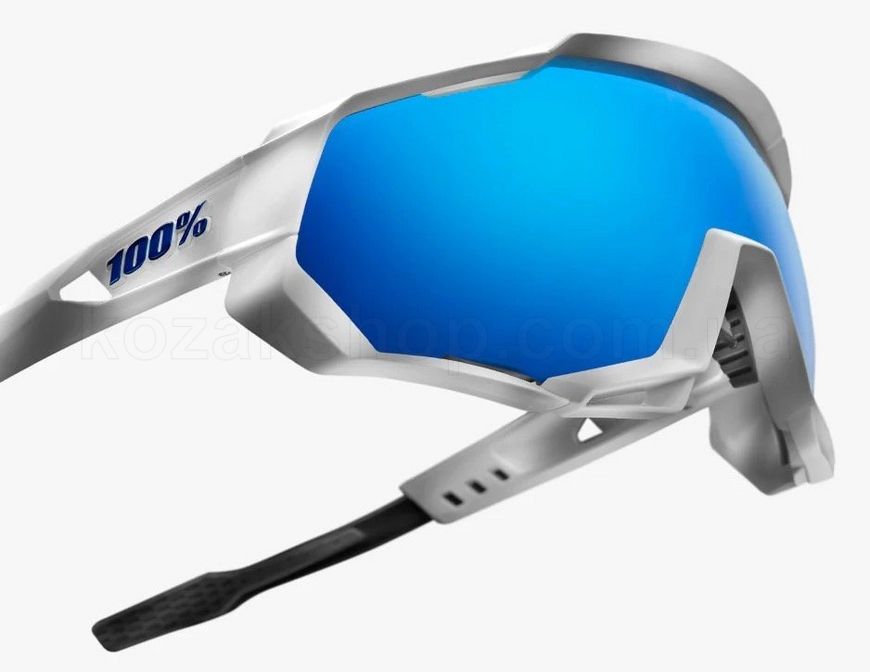 Очки Ride 100% SPEEDTRAP - Matte White - HiPER Blue Multilayer Mirror Lens, Mirror Lens