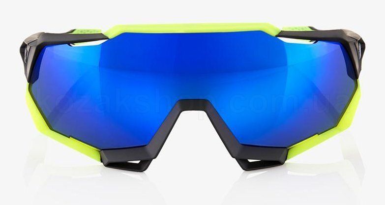 Велосипедні окуляри Ride 100% SPEEDTRAP - Soft Tact Black Neon Yellow - Blue Mirror Lens, Mirror Lens