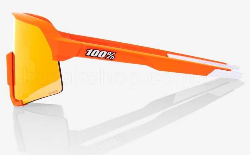 Велосипедные очки Ride 100% S3 - Neon Orange - HiPER Red Multilayer Mirror Lens, Mirror Lens