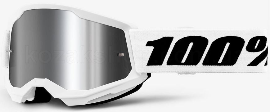 Детская маска Ride 100% STRATA 2 Youth Goggle White - Mirror Silver Lens, Mirror Lens