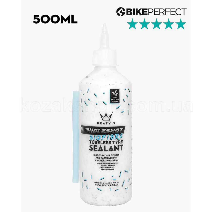 Герметик бескамерный Peaty's Holeshot BioFibre Tubeless Tyre Sealant 500ml