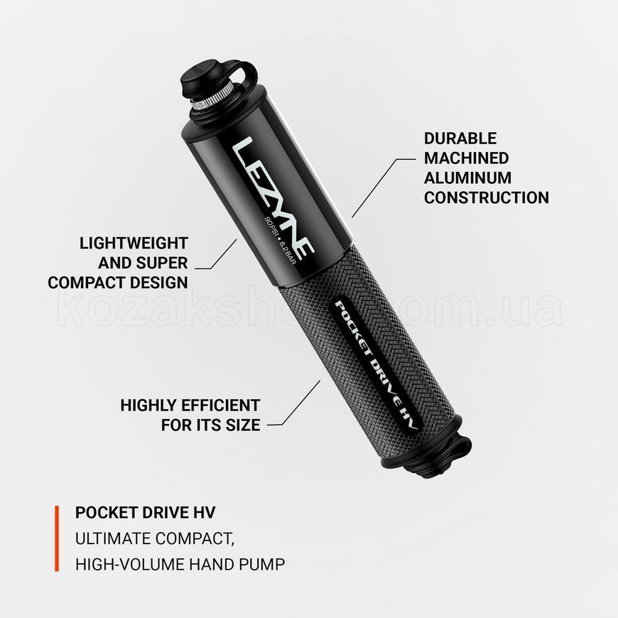 Ручной насос Lezyne POCKET DRIVE HV 90psi [Black]