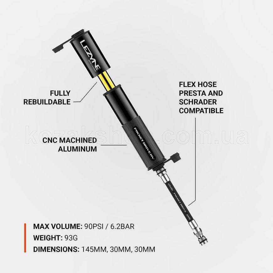 Ручной насос Lezyne POCKET DRIVE HV 90psi [Black]