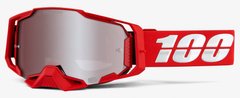 Маска 100% ARMEGA Goggle Red - HiPER Silver Mirror Lens, Mirror Lens