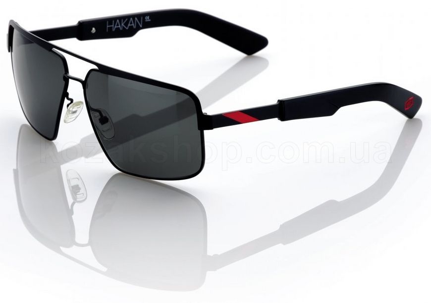 Спортивні окуляри 100% "HAKAN" Sunglasses Matte Black / Red - Grey Tint, Mirror Lens