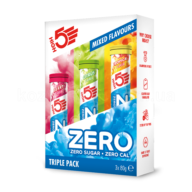 Шипучка ZERO - Три смаки (Лісова ягода, цитрус, тропічні фрукти)
