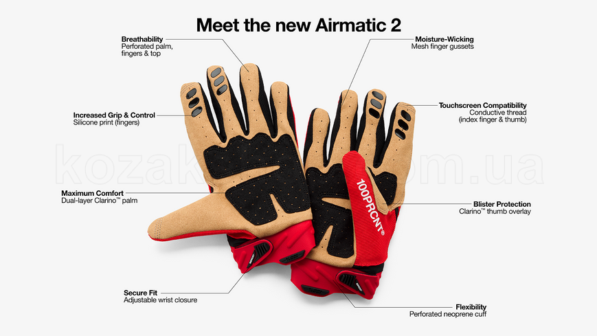 Мото рукавички 100% AIRMATIC 2 Glove [Black], XL