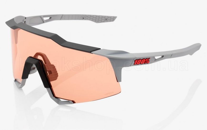 Велосипедні окуляри Ride 100% SpeedCraft - Soft Tact Stone Grey - HiPER Coral Lens, Mirror Lens