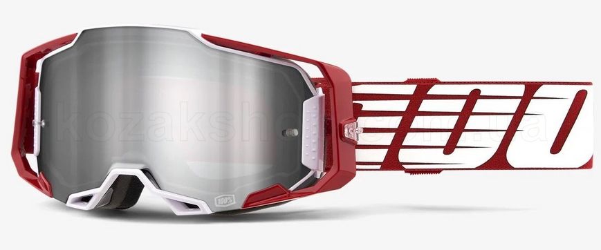 Маска 100% ARMEGA Goggle Oversized Deep Red - Flash Silver Lens, Mirror Lens