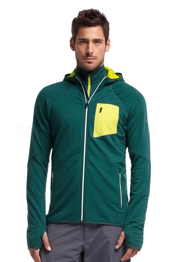 Кофта Icebreaker Atom LS Zip Hood MEN [pine/chartreuse/white] - S
