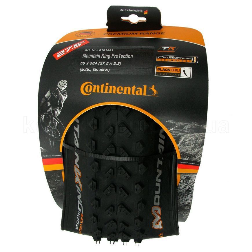 Покрышка Continental Mountain King 2.4, 27.5"x2.40, 60-584, Foldable, BlackChili, ProTection, Skin, черный