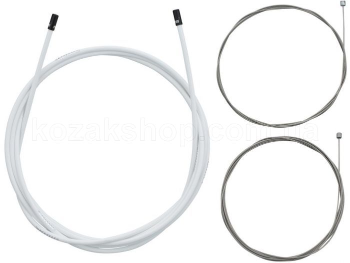 Трос і сорочка перемикання SRAM Shift Road and MTB Cable Kit White 4mm (1x 1500mm, 1x 2300mm 1.1 mm polished stainless steel cables, 4mm reinforced linear strand housing, ferrules, end caps, frame protectors)