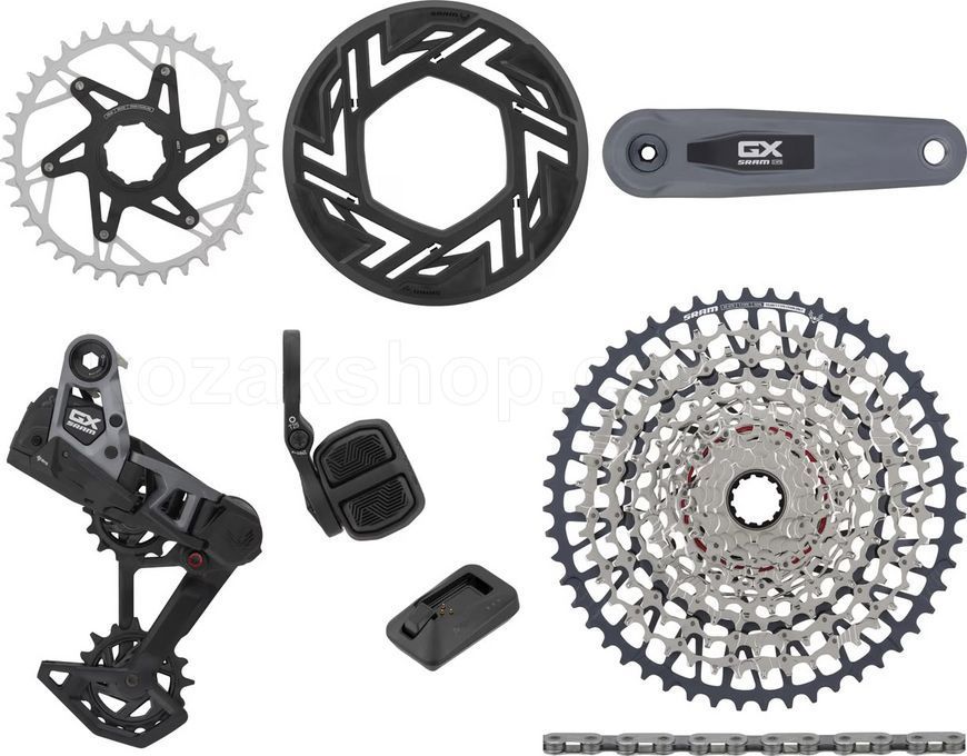 Групсет SRAM GX T-Type Eagle E-MTB Brose Transmission AXS Groupset (RD w/Battery/Charger/Cord, EC POD, FC GX Brose ISIS 160 w/cap, CR T-Type 36T,Clip-on Guard, CN 126l, CS XS-1275 10-52t)