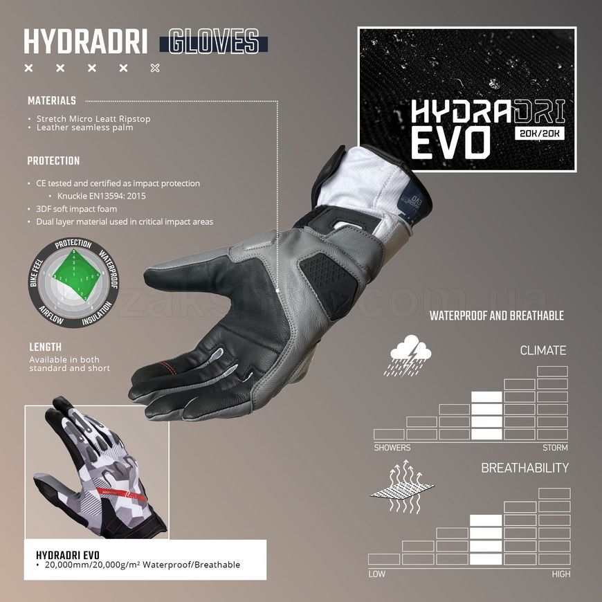 Водостойкие мото перчатки LEATT Glove Adventure HydraDri 7.5 Short [Stealth], M (9)