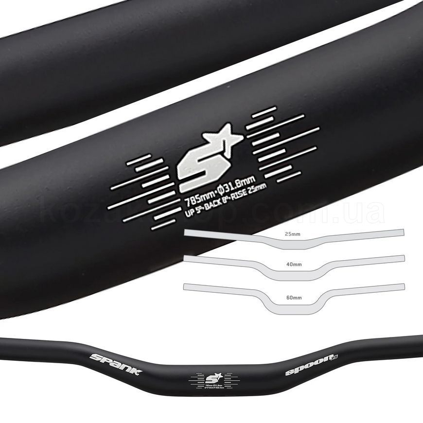 Руль SPANK SPOON, 31.8, 60R, Black
