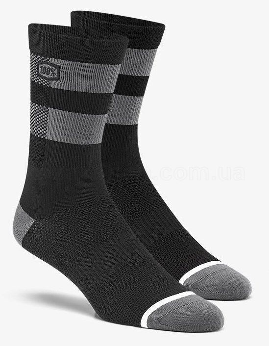 Носки Ride 100% FLOW Performance Socks [Black/Grey], L/XL