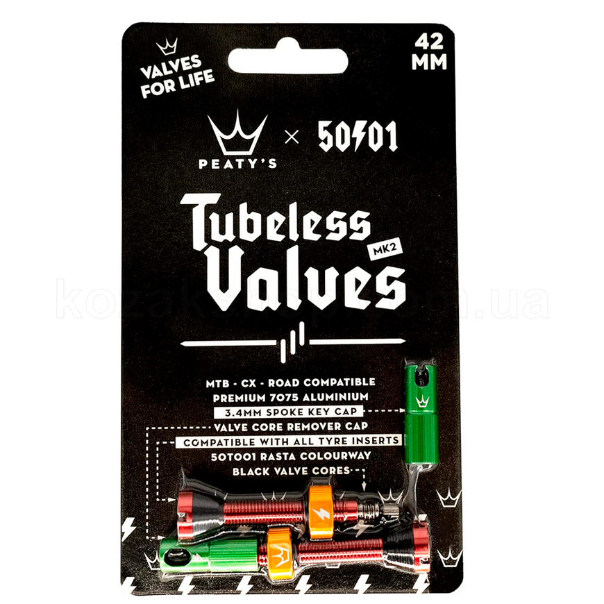 Ніпелі Peaty's x Chris King Tubeless Valves, 42mm, Silver