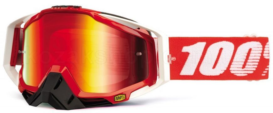 Маска 100% RACECRAFT Goggle Fire Red - Mirror Red Lens