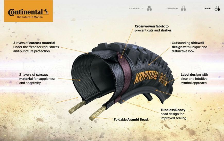 Покришка Continental Kryptotal-Re 29x2.6 Trail Endurance чорна складана skin
