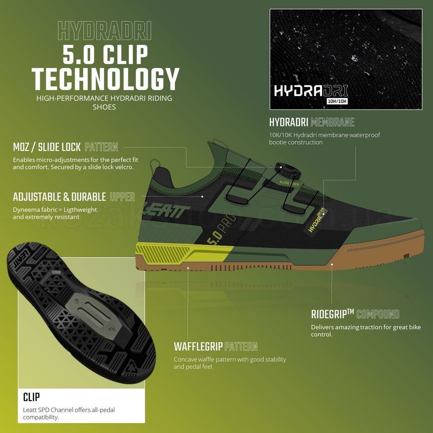 Контактне вело взуття LEATT 5.0 HydraDri Pro Clip Shoe [Black], 10