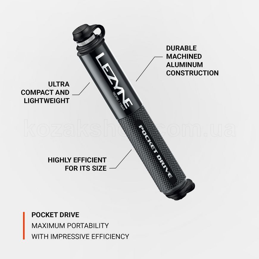 Ручной насос Lezyne POCKET DRIVE HP 160 psi [Black]