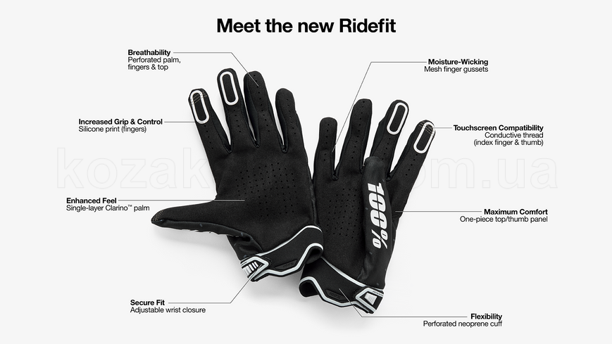 Мото перчатки 100% RIDEFIT Glove [Fluo Yellow], L
