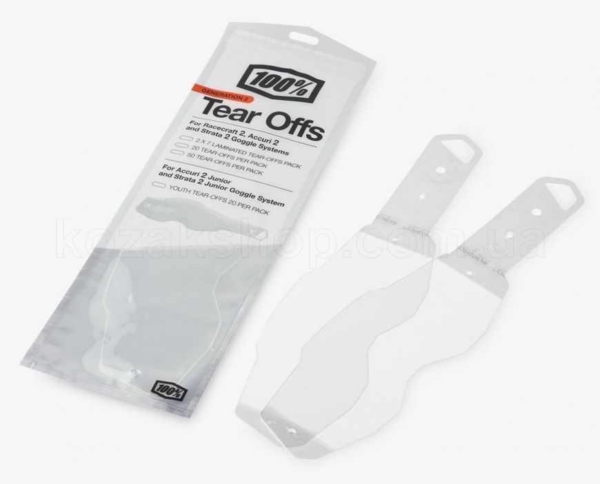 Срывки Ride 100% 20 pack of tear-offs (Gen 2), No Size