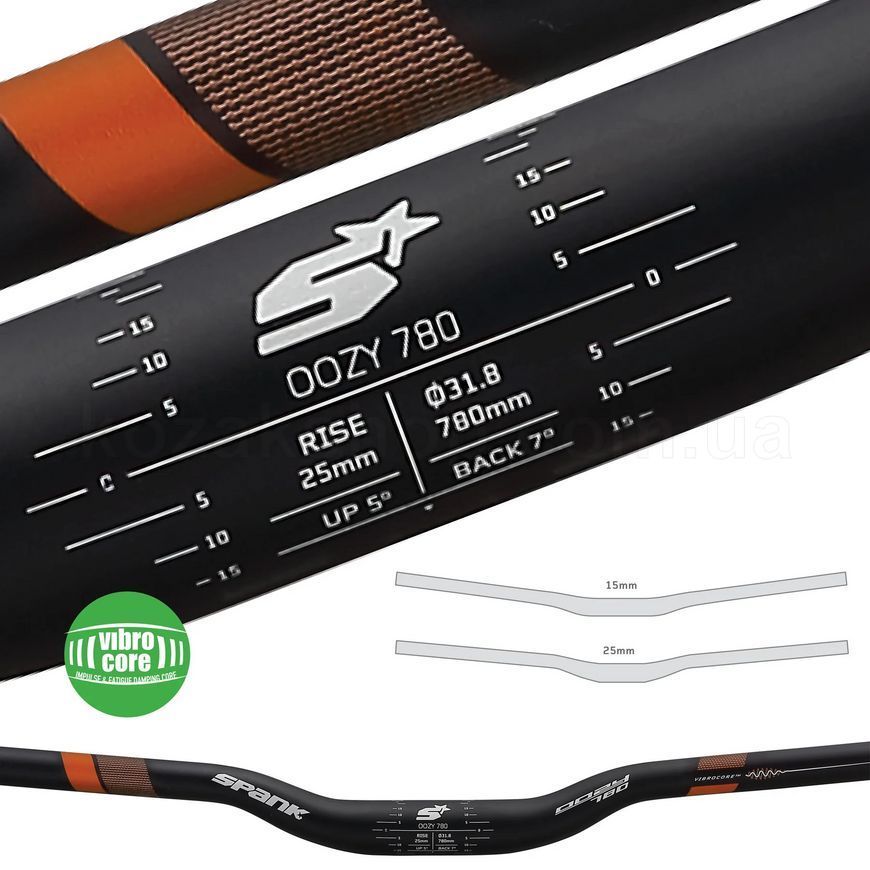 Руль SPANK OOZY 780 31.8 Vibrocore&trade;, 25R Black Grey