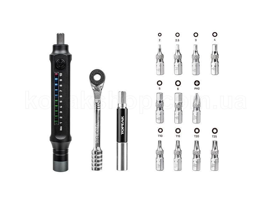 Цифровой динамометрический ключ Topeak E-TorqBar 1-10Nm