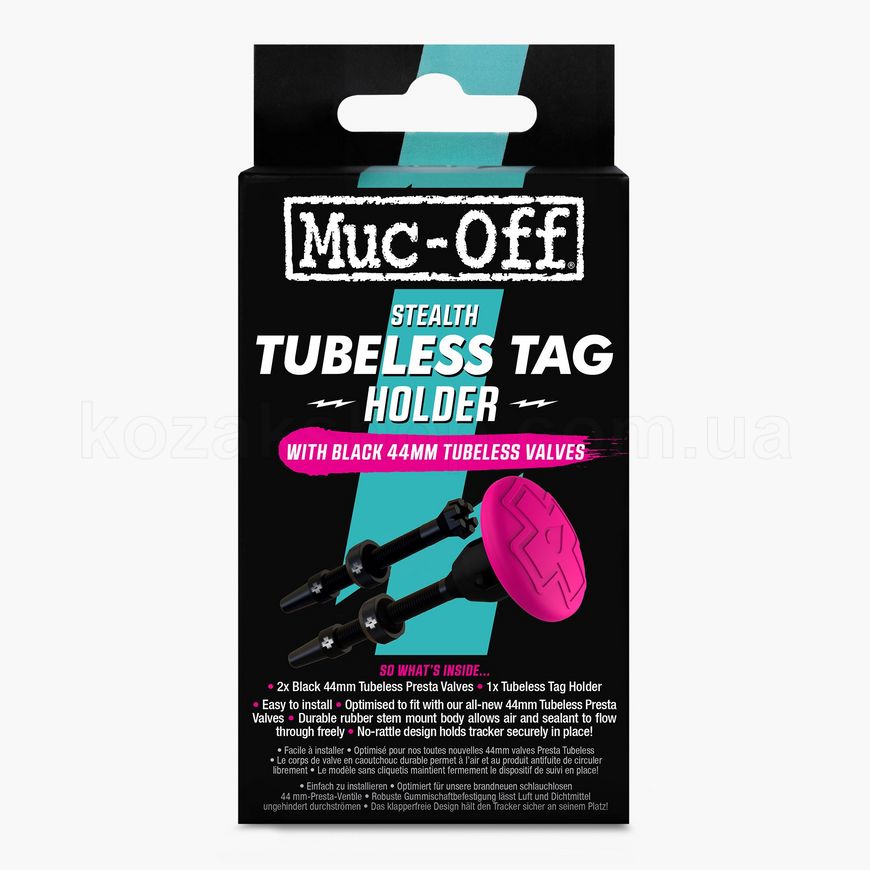 Ниппели бескамерные MUC-OFF Stealth Tubeless Tag Holder & 44mm Valve Kit