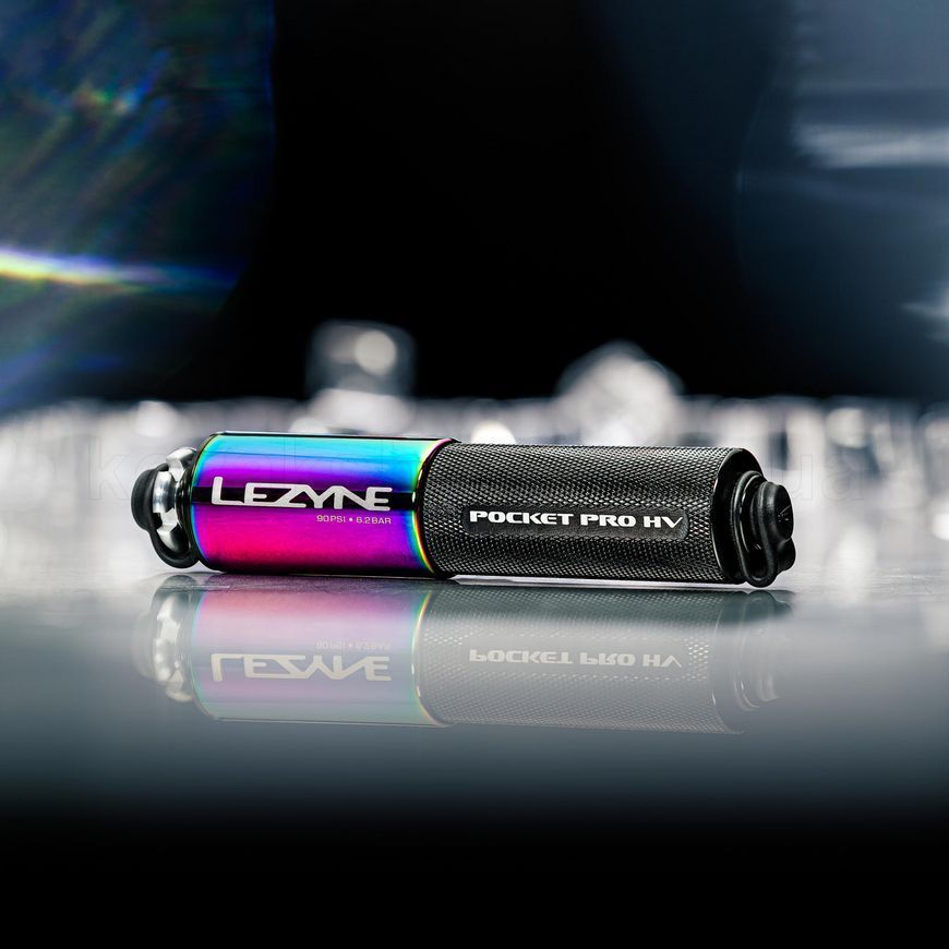 Ручний насос Lezyne POCKET DRIVE PRO HV 90psi [NEO METALLIC / GLOSS BLACK]