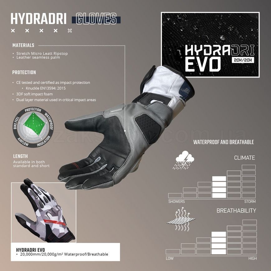 Водостійкі мото рукавички LEATT Glove Adventure HydraDri 7.5 Short [Steel], L (10)