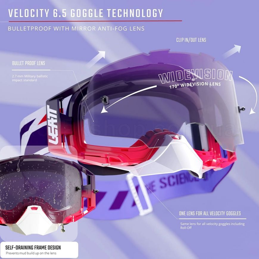 Маска LEATT Velocity 6.5 Goggle [Red], Photochromic Lens