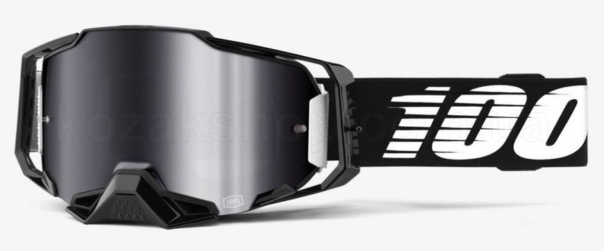 Маска 100% ARMEGA Goggle Black - Silver Flash Mirror Lens