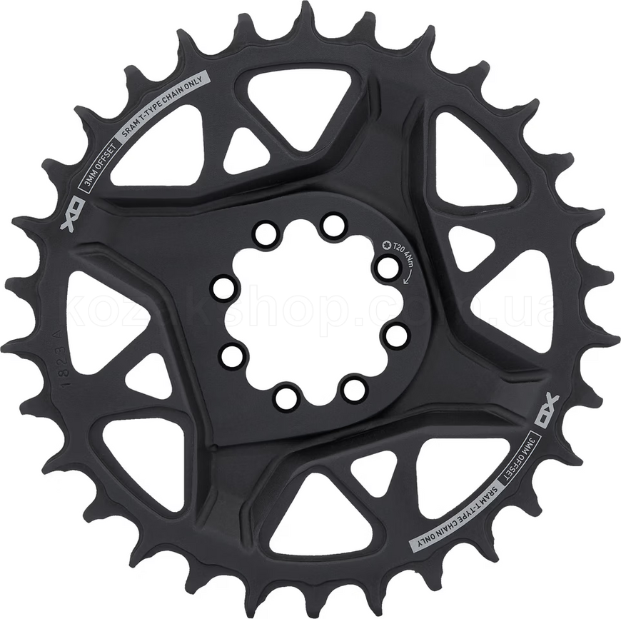 Зірка SRAM T-Type 30T Direct Mount 3mm Offset Eagle (including 8 bolts) Black - X0 D1