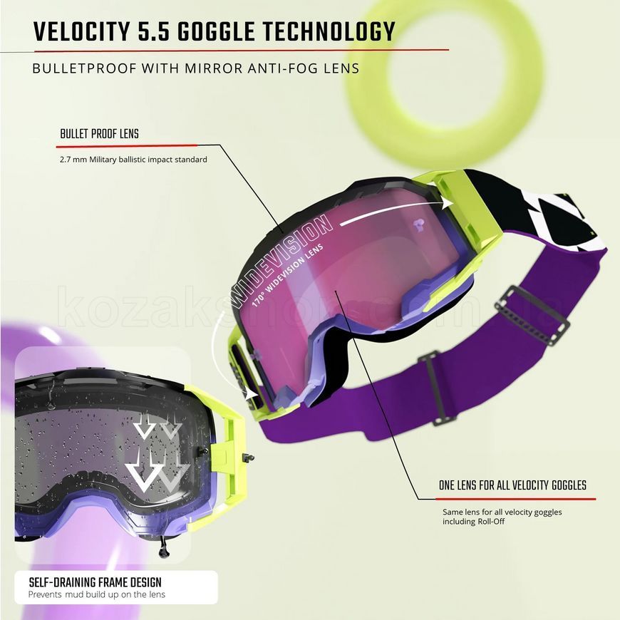 Маска LEATT Velocity 5.5 Roll-Off Goggle [Stealth], Roll-Off