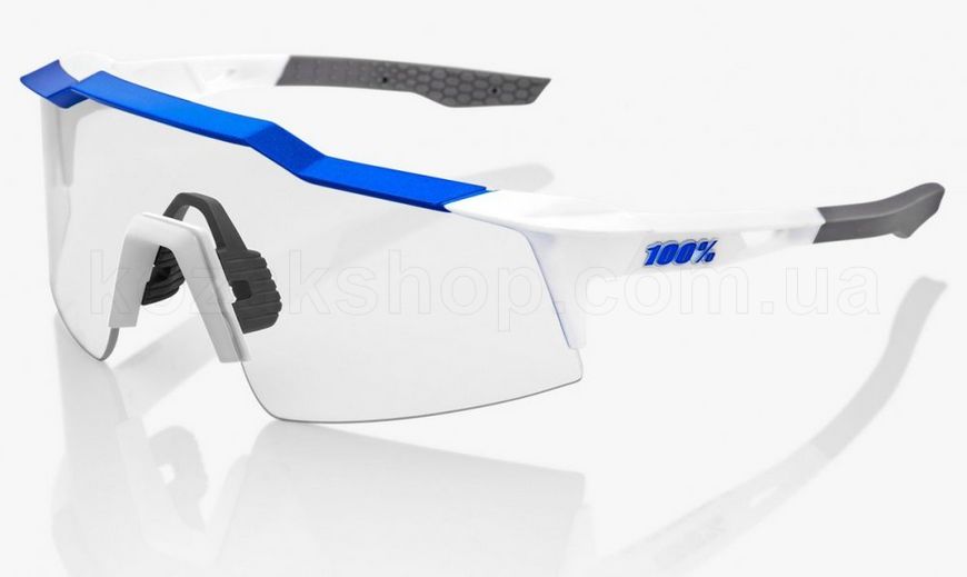 Велосипедные очки Ride 100% SpeedCraft SL - Matte White - HiPER Blue Multilayer Mirror, Mirror Lens