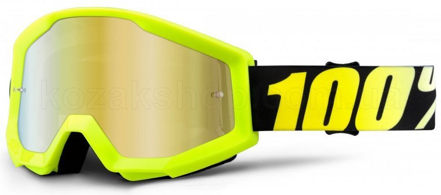Маска 100% STRATA Goggle Neon Yellow - Mirror Gold Lens