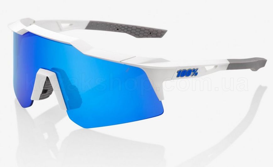 Велосипедные очки Ride 100% SpeedCraft XS - Matte White - Blue Multilayer Mirror Lens, Mirror Lens
